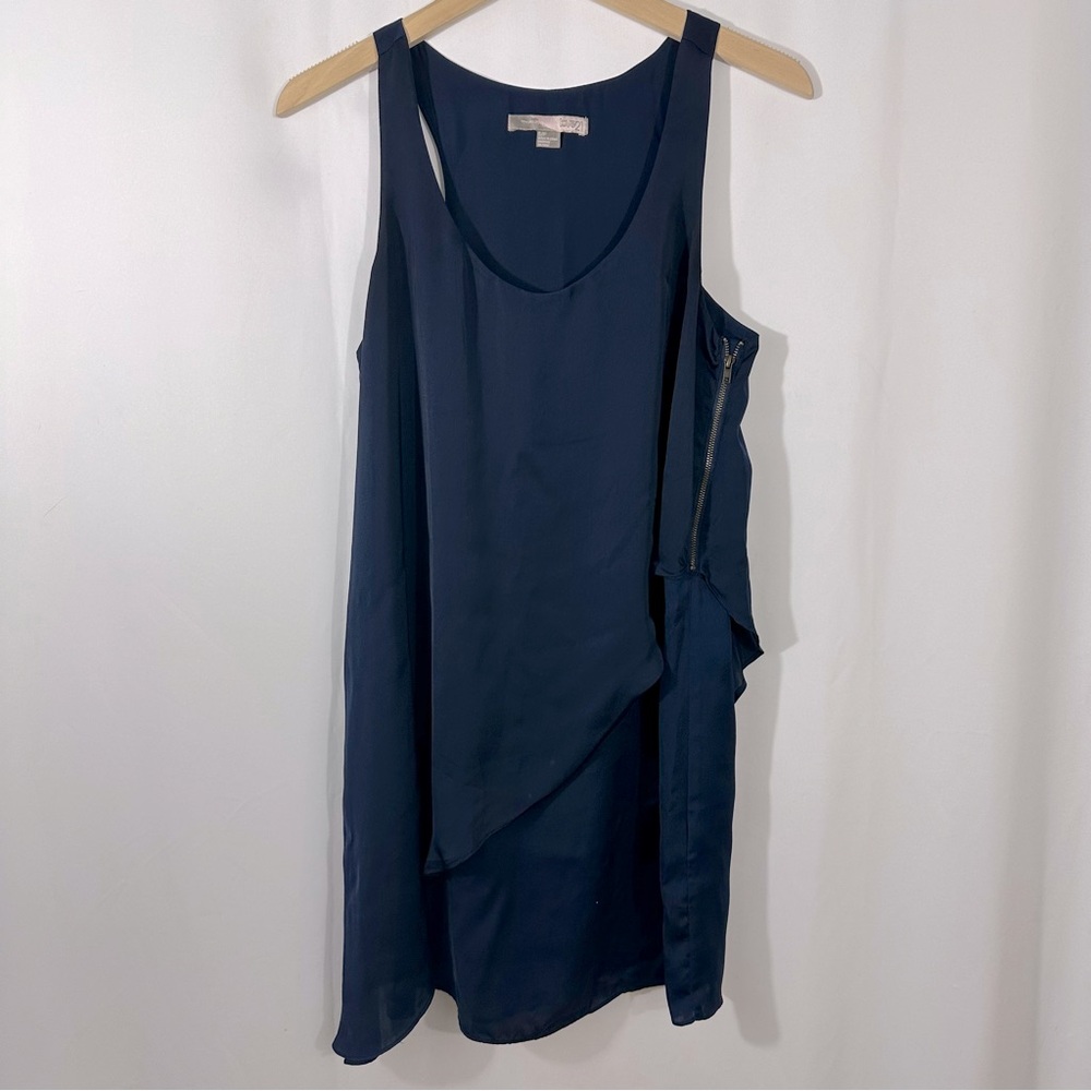 Forever 21 Love21 Navy Blue Asymmetrical Layered Mini Dress with Side Zipper